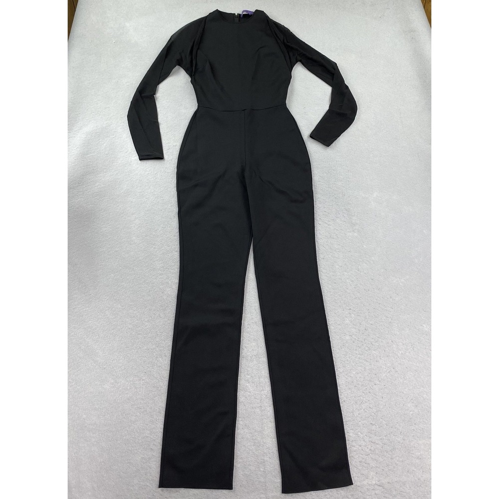Ralph Lauren Purple Label Jumpsuit Womens XS Black Sheer Opaque Sweater Jumpsuit